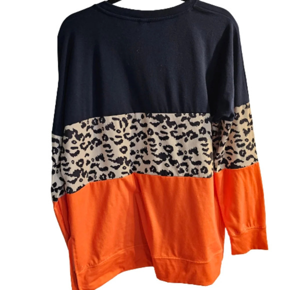 TRENDSI EXCLUSIVE Orange, Navy, Leopard Print Long Sleeve Top - Picture 4 of 6
